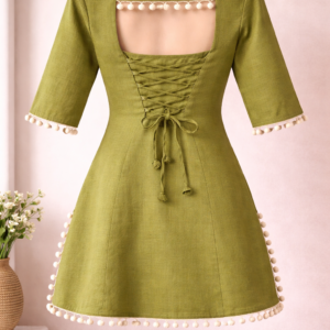 Olive Bloom Embroidered Kurti